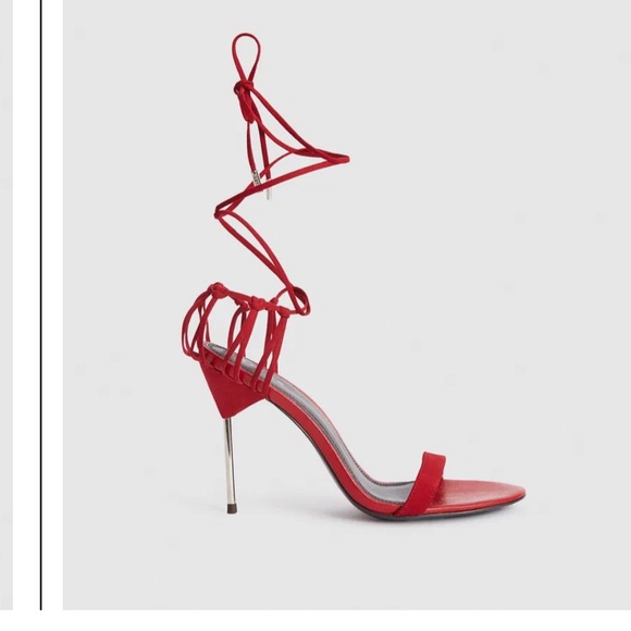 NWOB Reiss Zhane Strappy Ankle Tie in red - Picture 2 of 12